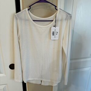 ZYIA White Lounge Boyfriend Split Long Sleeve Medium NWT SOFT